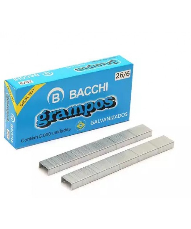 Grampo para grampeador 26/6 galvanizado - Bacchi